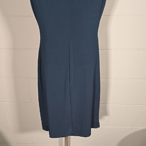 Elegant Blue Draped Dress - Picture 6 of 7